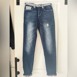 Evisu Blue Distressed Skinny Jeans